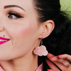 Cheap Solid Cloud Solid Glitter Resin Drop Earrings - Pink Essential Earrings