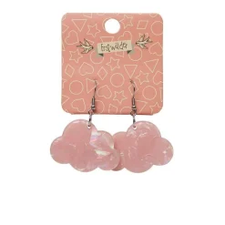 Cheap Solid Cloud Solid Glitter Resin Drop Earrings - Pink Essential Earrings