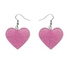 Fashion Solid Heart Glitter Resin Drop Earrings - Pink Essential Earrings