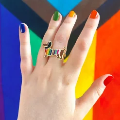 Cheap Spiffy The Supportive Dog Enamel Ring Rings