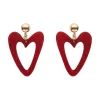 Cheap Statement Glitter Ripple Resin Heart Drop Earrings - Red Essential Earrings
