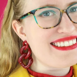 Cheap Statement Marble Chain Earrings - Ruby Red Essential Earrings
