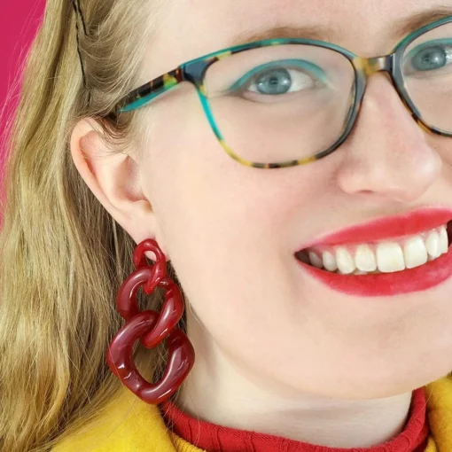 Cheap Statement Marble Chain Earrings - Ruby Red Essential Earrings