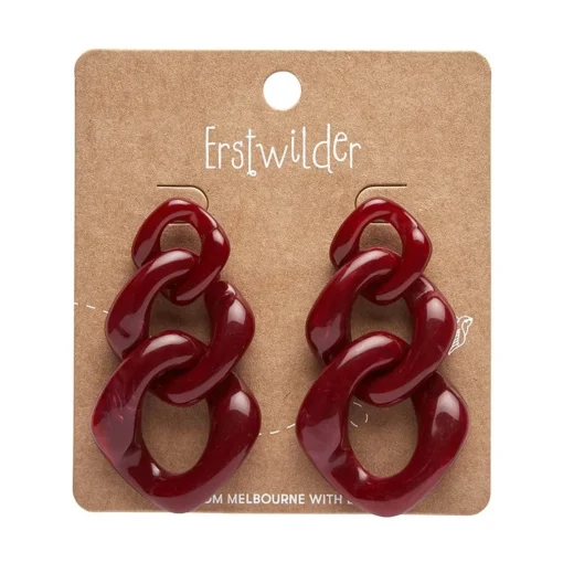 Cheap Statement Marble Chain Earrings - Ruby Red Essential Earrings