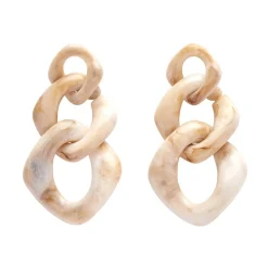 Best Sale Statement Marble Chain Earrings - Cream Essential Earrings