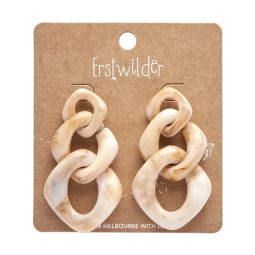 Best Sale Statement Marble Chain Earrings - Cream Essential Earrings