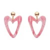 Hot Statement Marble Resin Heart Drop Earrings - Pink Essential Earrings