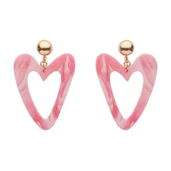 Hot Statement Marble Resin Heart Drop Earrings - Pink Essential Earrings