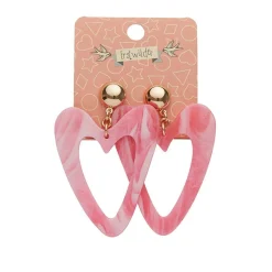 Hot Statement Marble Resin Heart Drop Earrings - Pink Essential Earrings