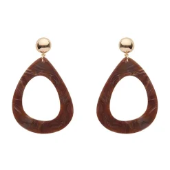 Fashion Statement Marble Resin Tear Drop Earrings - Brown Essential Earrings