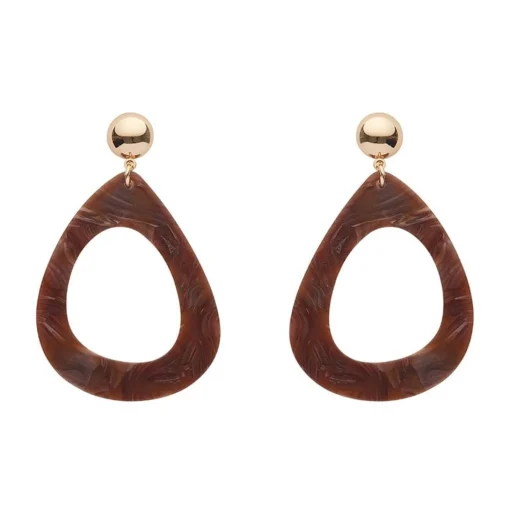 Fashion Statement Marble Resin Tear Drop Earrings - Brown Essential Earrings