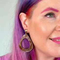 Fashion Statement Marble Resin Tear Drop Earrings - Brown Essential Earrings