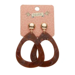 Fashion Statement Marble Resin Tear Drop Earrings - Brown Essential Earrings