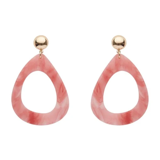 New Statement Marble Resin Tear Drop Earrings - Coral Essential Earrings