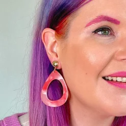 New Statement Marble Resin Tear Drop Earrings - Coral Essential Earrings