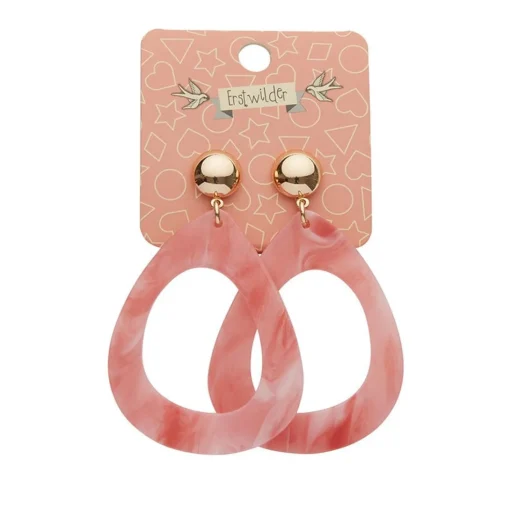 New Statement Marble Resin Tear Drop Earrings - Coral Essential Earrings