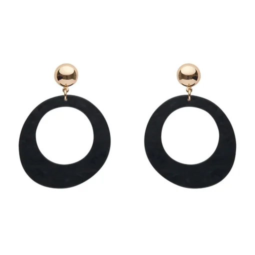 Store Statement Ripple Resin Circle Drop Earrings - Black Essential Earrings