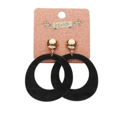 Store Statement Ripple Resin Circle Drop Earrings - Black Essential Earrings