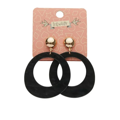 Store Statement Ripple Resin Circle Drop Earrings - Black Essential Earrings