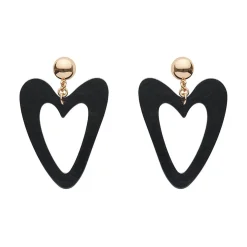 Shop Statement Ripple Resin Heart Drop Earrings - Black Essential Earrings