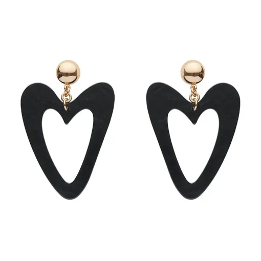 Shop Statement Ripple Resin Heart Drop Earrings - Black Essential Earrings