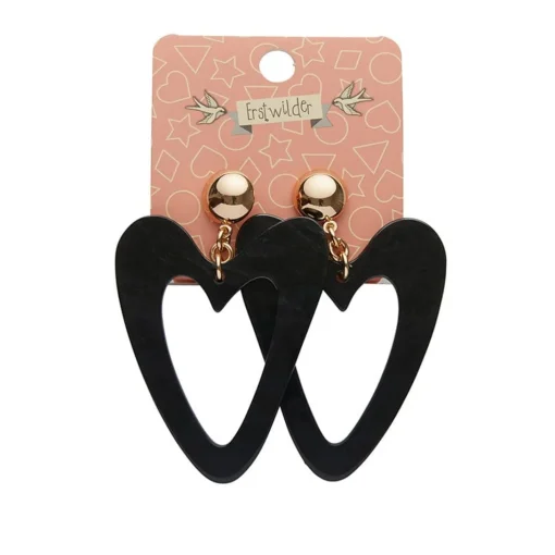 Shop Statement Ripple Resin Heart Drop Earrings - Black Essential Earrings
