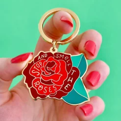 Online Stop And Smell The Roses Enamel Key Charm Enamel Key Rings