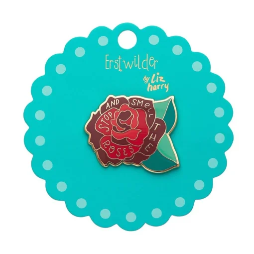 Clearance Stop And Smell The Roses Enamel Pin Enamel Pins