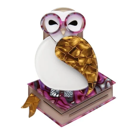 New Studious Snow Owl Brooch Brooches