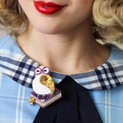 New Studious Snow Owl Brooch Brooches