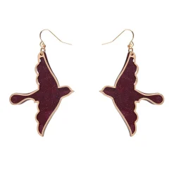 Cheap Swallow Ripple Glitter Resin Drop Earrings - Burgundy Essential Earrings