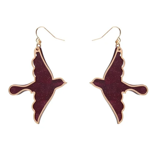 Cheap Swallow Ripple Glitter Resin Drop Earrings - Burgundy Essential Earrings