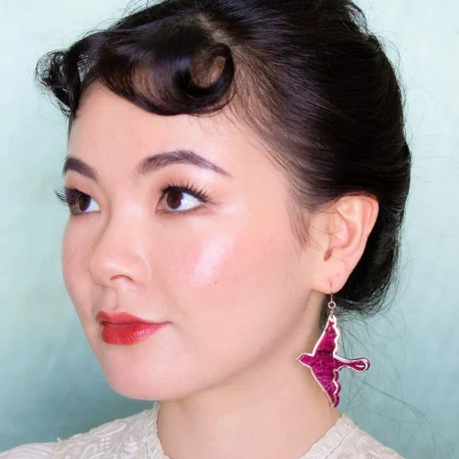 Cheap Swallow Ripple Glitter Resin Drop Earrings - Burgundy Essential Earrings