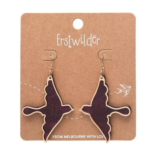 Cheap Swallow Ripple Glitter Resin Drop Earrings - Burgundy Essential Earrings