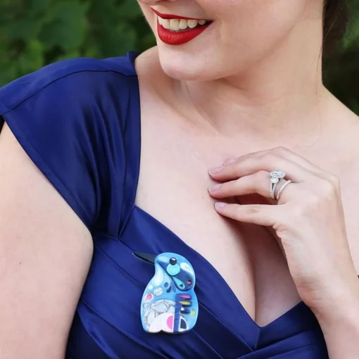 Hot The Astute Azure Kingfsher Brooch Brooches