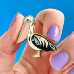 New The Perceptive Pelican Enamel Pin Enamel Pins