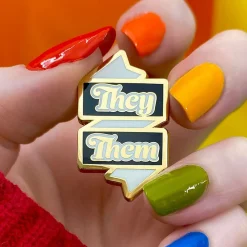 Cheap They/Them Pronoun Enamel Pin Enamel Pins