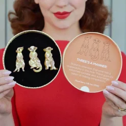 Flash Sale Three'S A Manner Meerkat Brooch Set Brooches