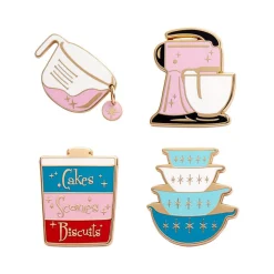 New Vintage Kitchen Enamel Pin Pack - 4 Piece Enamel Pins