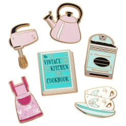 Fashion Vintage Kitchen Enamel Pin Pack - 6 Piece Enamel Pins