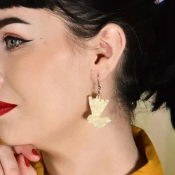 Shop Wagtail Ripple Glitter Resin Drop Earrings - Cream Essential Earrings
